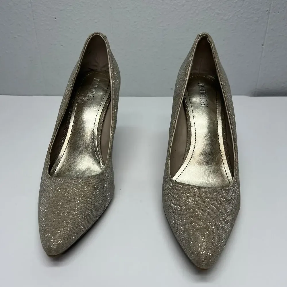 Jennifer Lopez Metallic Heel Pumps Womens Size 9 Party Event Evening Cocktail